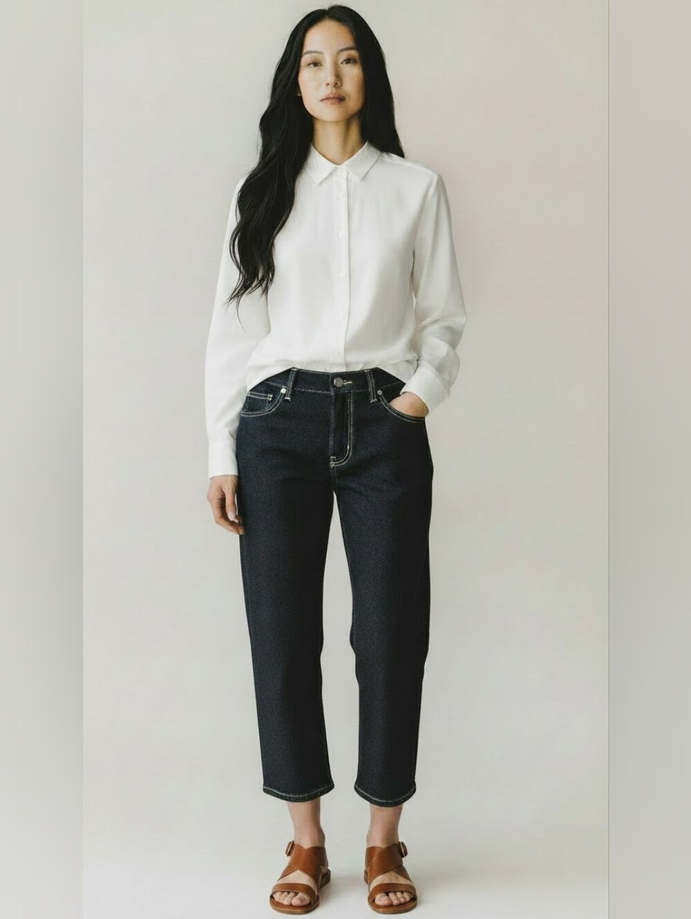 Lauren Ralph Lauren Dark Blue Rinse Classic Mid-Calf Denim Jeans Misses 8 NWT
